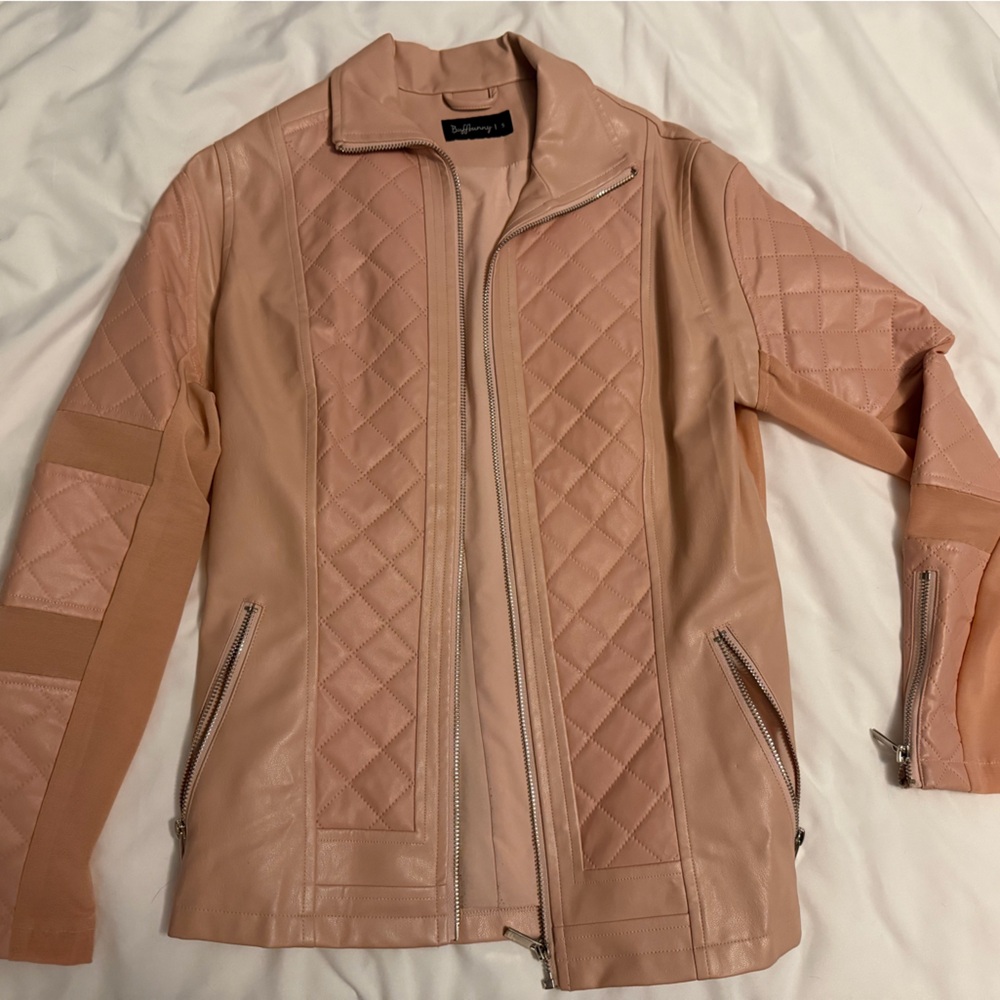 BuffBunny Pink Quilted Faux Leather Jacket